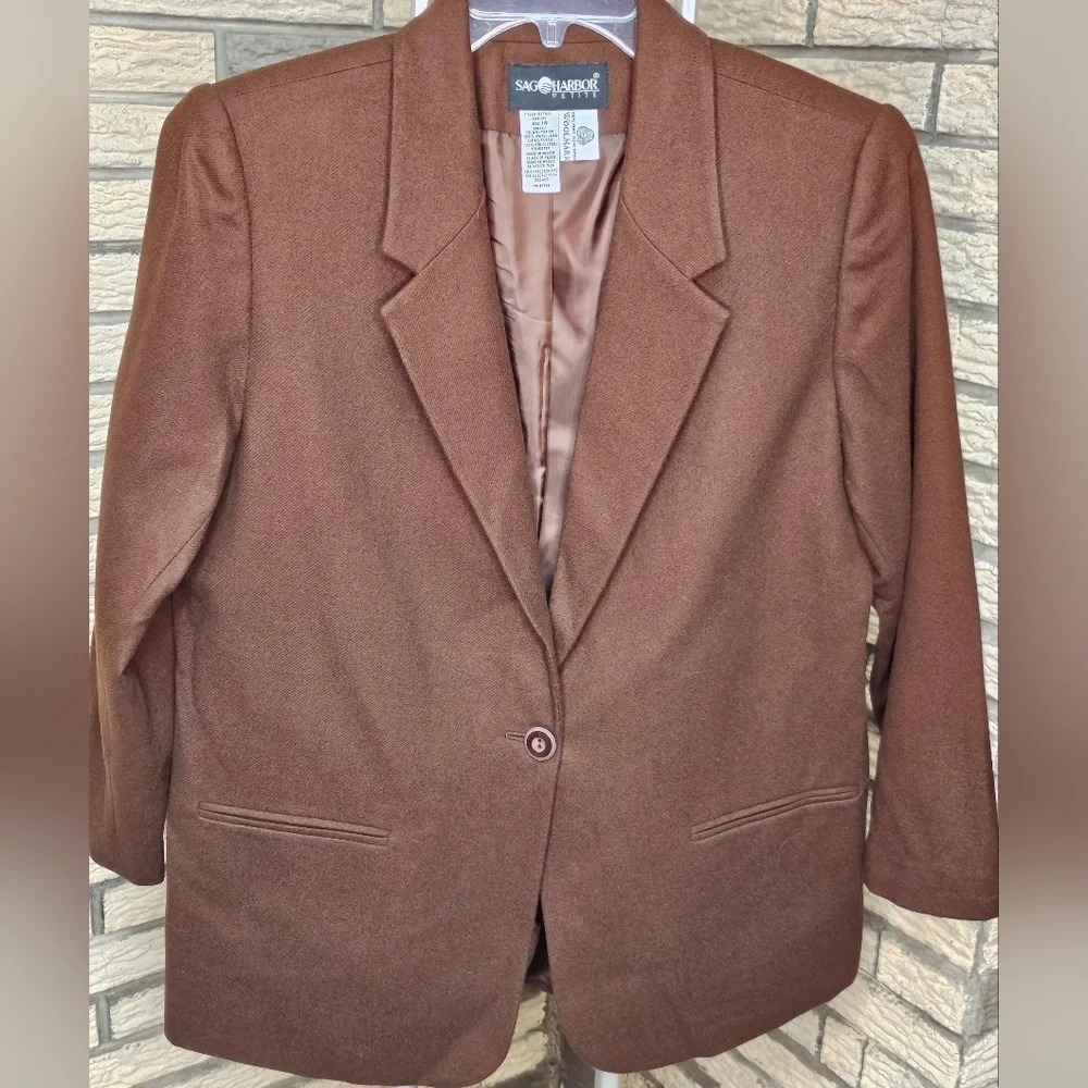 SAG HARBOR Petites 100% Wool Blazer Sz 14